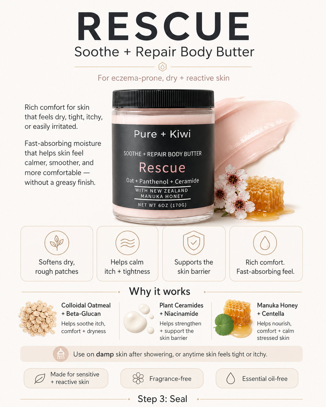 RESCUE - Soothe + Repair Body Butter (Eczema-Prone + Reactive Skin)
